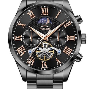 HORIZEN Chronograph Premium Stainless Steel Analogue Luxury Watch for Men (Black)
